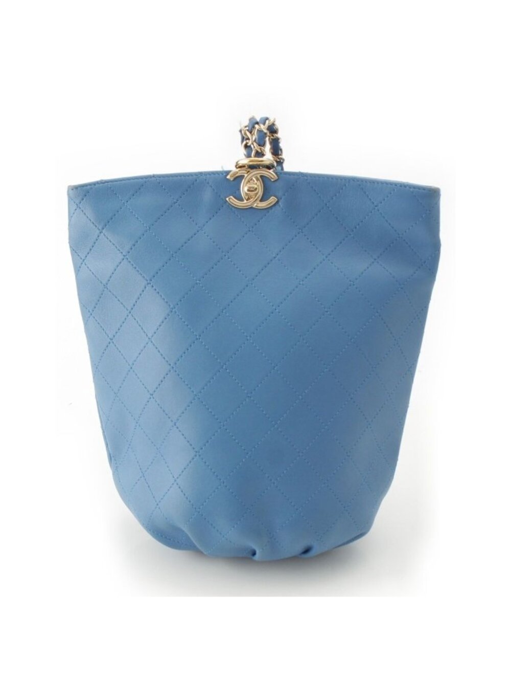 Chanel Quilted Turnlock Chain Backpack Blue